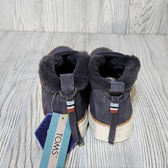 TOMS Paxton Forged Iron Grey Suede/Faux Fur Sneaker, Ankle Boot, Women's 6, NIB - Picture 6 of 14
